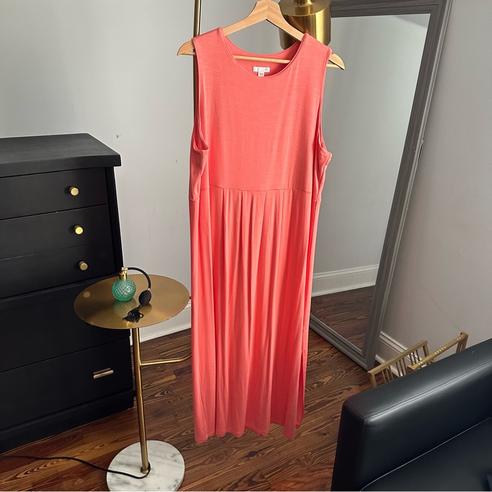 J Jill Coral Sleeveless Tank Maxi Dress - has pockets!